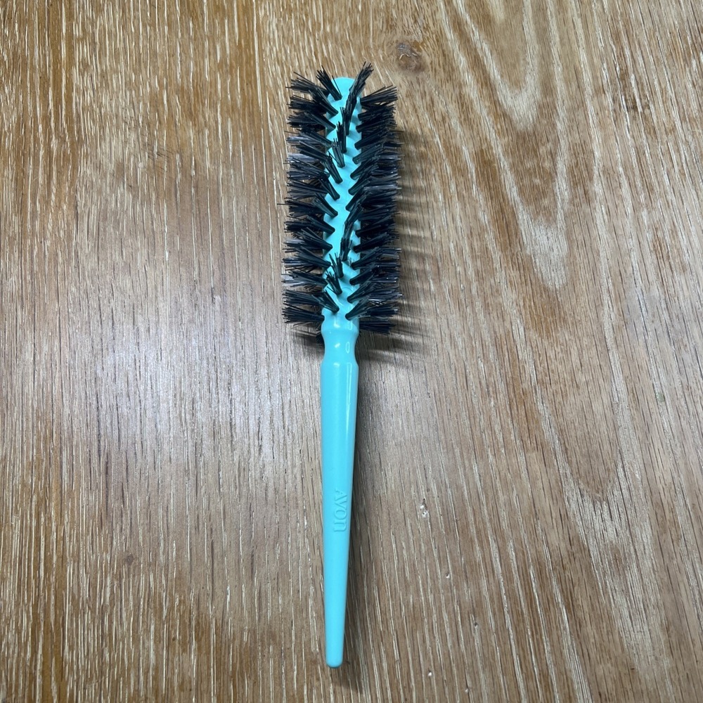 Vintage Avon Full Round 1980s Curling Brush Teal Stiff Bristle‎ Spiral Hairbrush